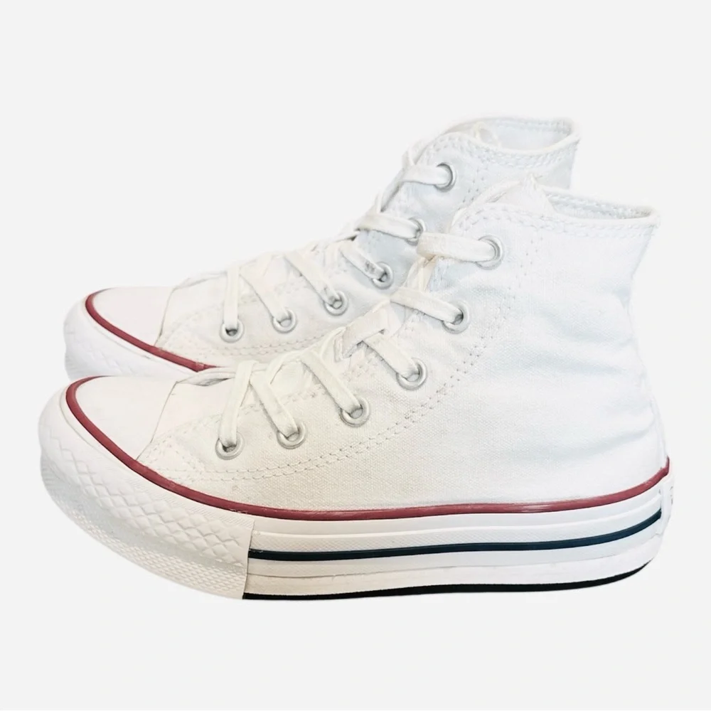 Converse All Star Youth White High-Tops with Red and Blue Trim Youth Size 13